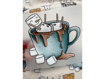 Nažehlovačka - Šálek čokolády se sněhulákem marshmallow